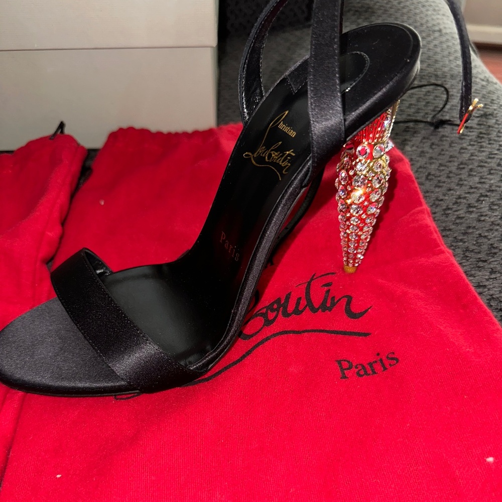 Lipstrass Queen Red Sole Ankle-Strap Sandals